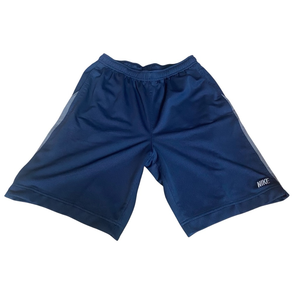 Vtg Nike Mens Medium Spell Out Travis Scott Mini Swoosh Thermal Knit Shorts Blue
